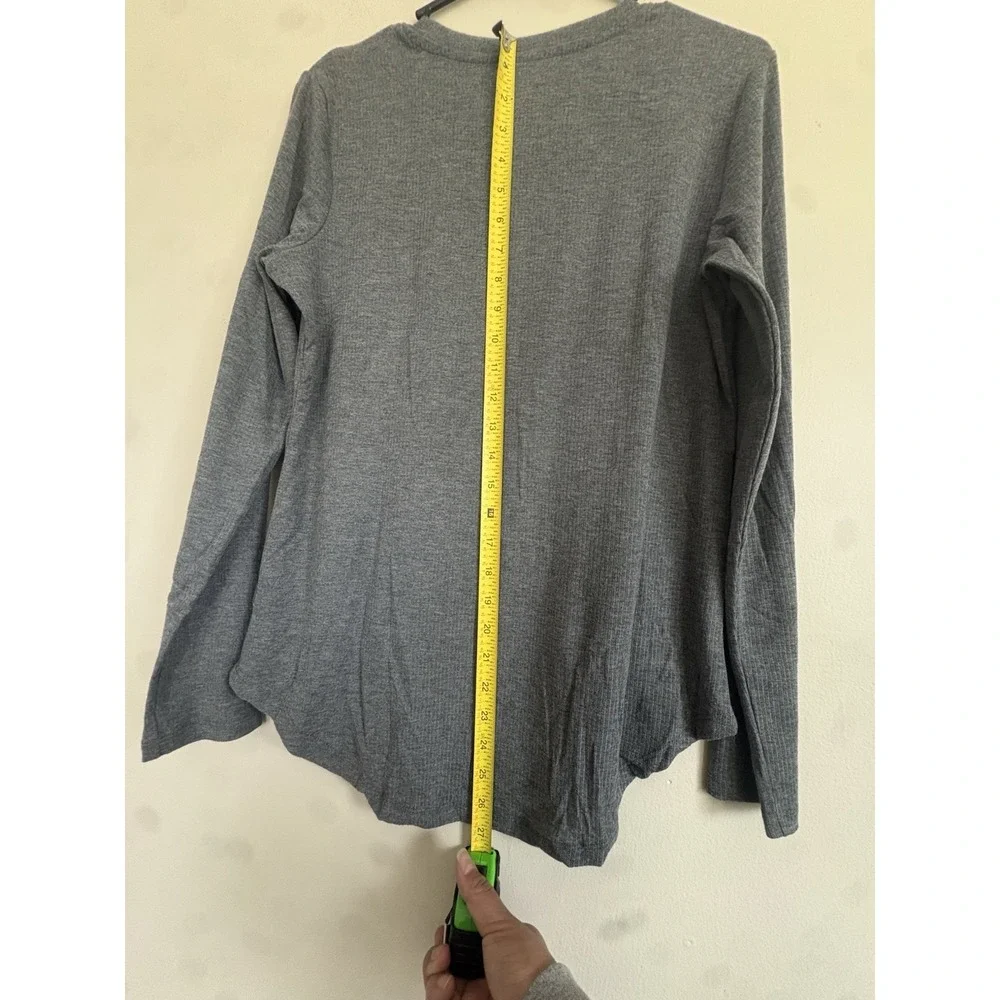 Eddie Bauer Grey Waffle Knit Henley VNeck Long Sleeve SMALL Capsule‎ Wardrobe